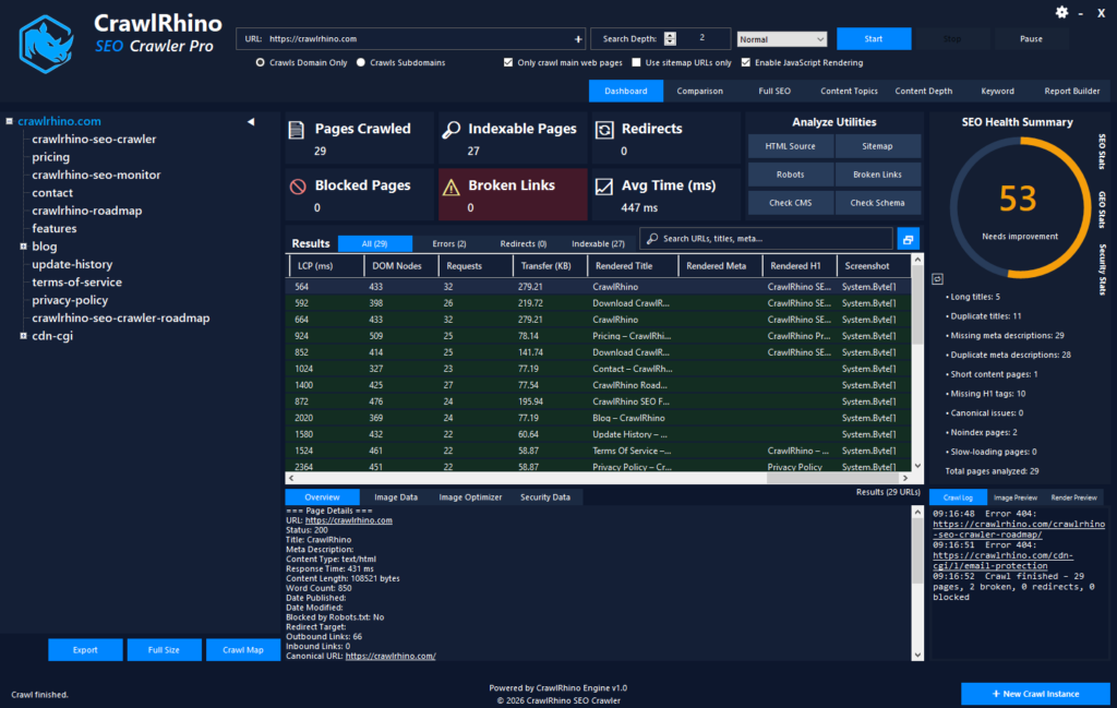 CrawlRhino SEO Crawler