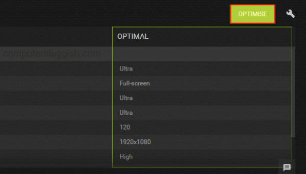 Nvidia GeForce Experience settings optimise a game