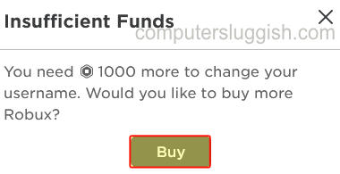 Roblox insufficient funds message.