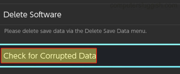Nintendo Switch Check for corrupted data