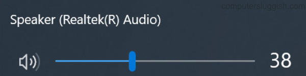 Windows Speaker volume slider showing Realtek as the speaker.