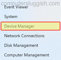 Windows 11 start button context menu showing Device Manager.