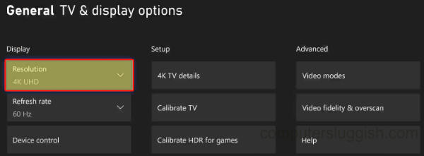 Xbox Series X change resolution in Dislay options